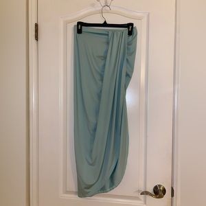 Boho teal blue midi/maxi skirt with slit